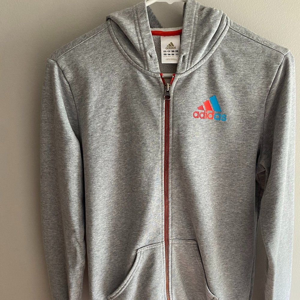 Gray Adidas Womens Small Zip-Up Hoodie